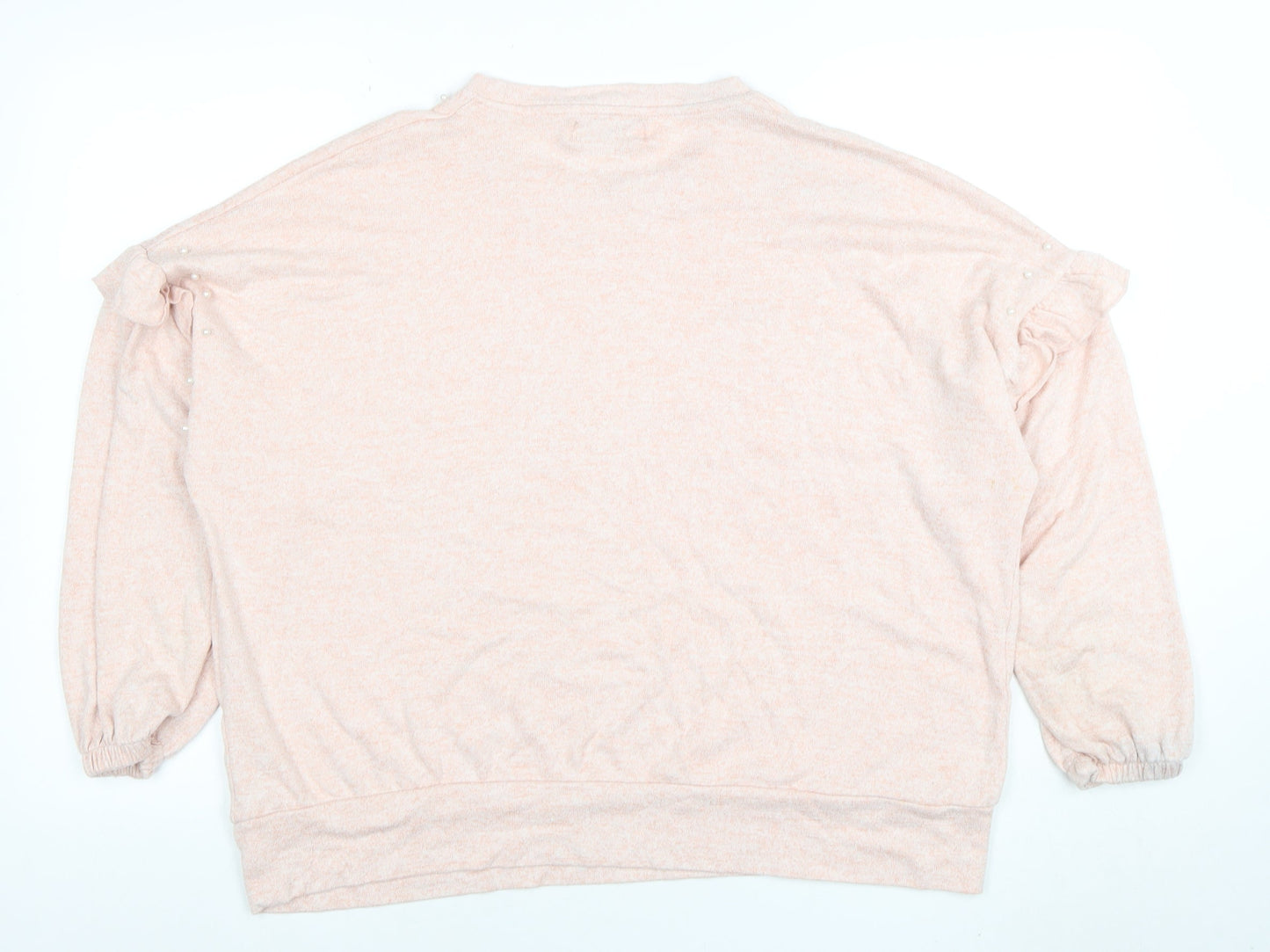 Wallis Womens Pink Beaded Crew Neck Long Sleeve Pullover Jumper Size L