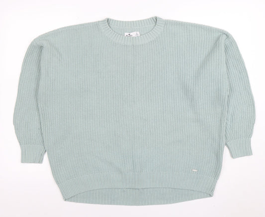 Hollister Womens Green Chunky-Knit Pullover Jumper Size S
