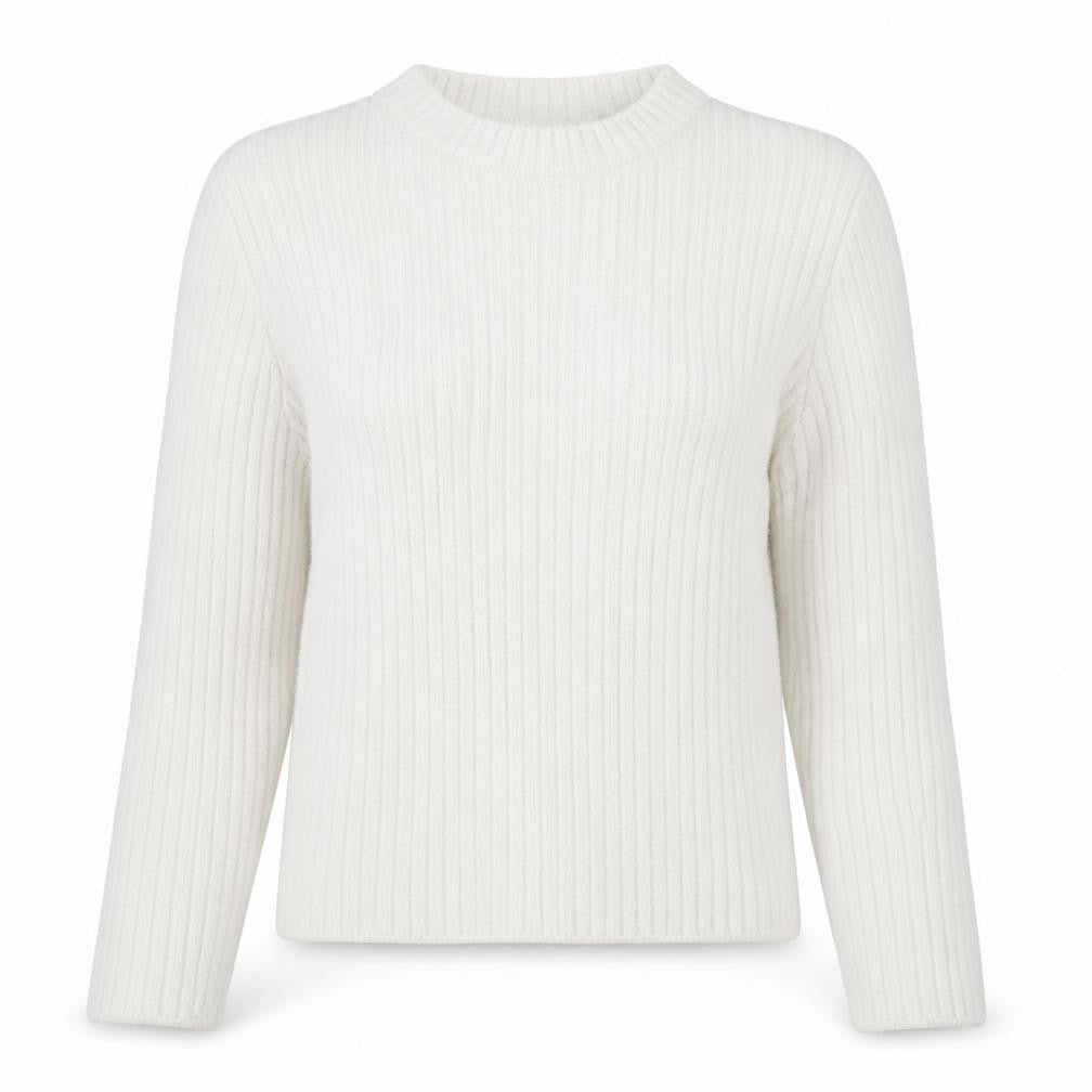 New Look Women’s Ivory Ribbed Knit Crew Neck Jumper Size 10
