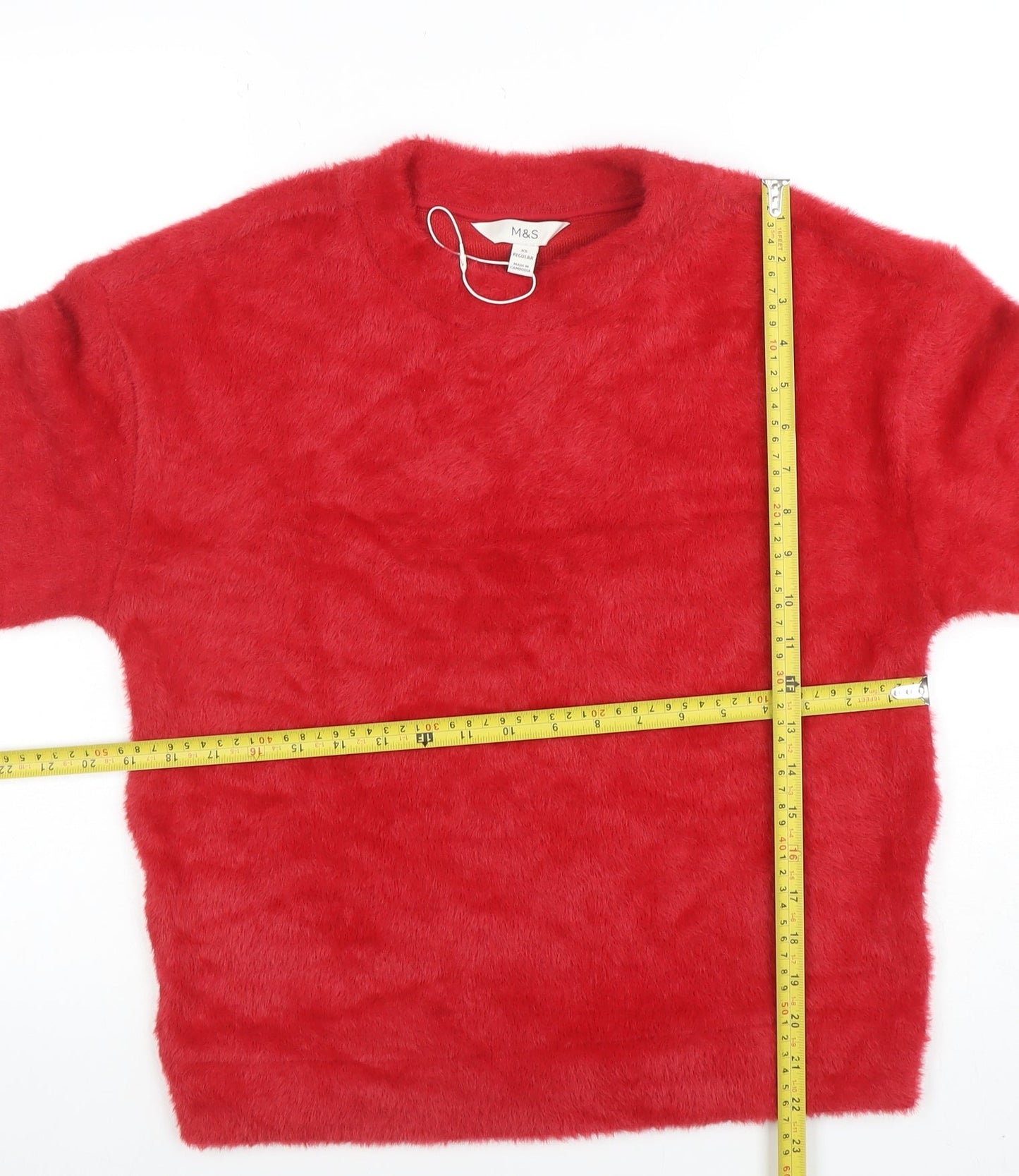 Marks and Spencer Women’s Red Fuzzy Knit Pullover Jumper XS