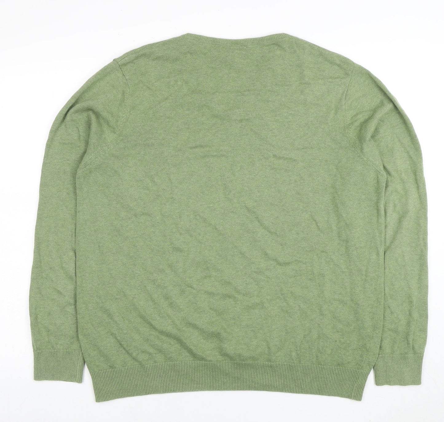 Haworth Men’s Green Cotton V-Neck Jumper Size L Lightweight Knit