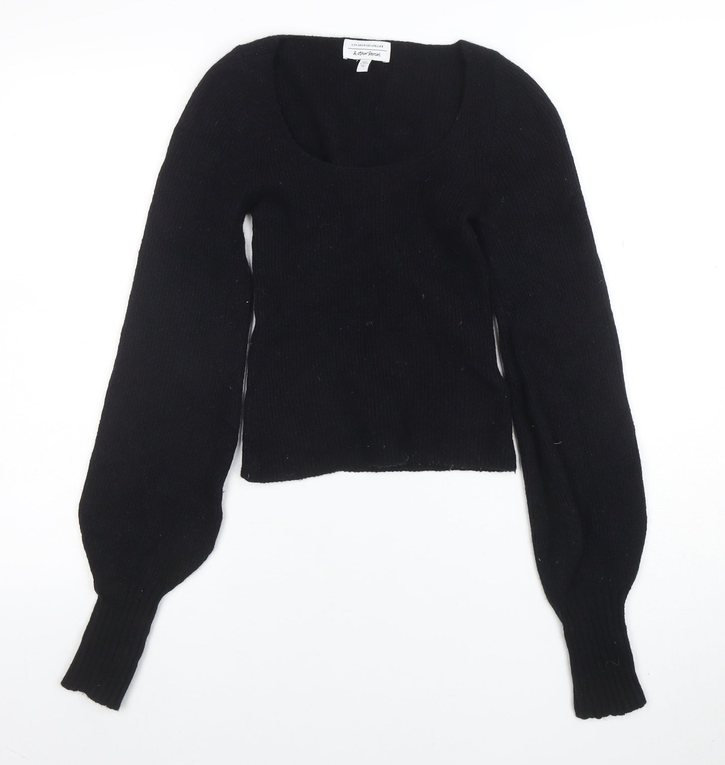 Aritzia Women Black Wool Blend Scoop Neck Long Sleeve Jumper Size S
