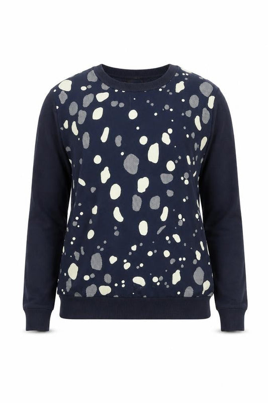 Ted Baker Women Blue Polka Dot Jersey Long Sleeve Blouse S