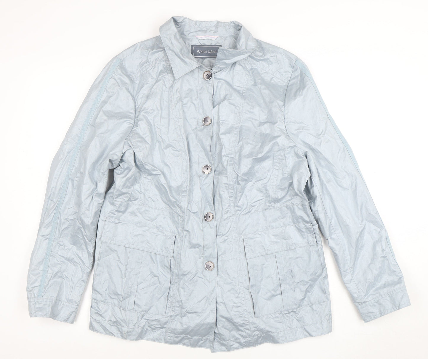 White Label Women's Grey Cotton Blend Mid-Length Casual Jacket Size 24