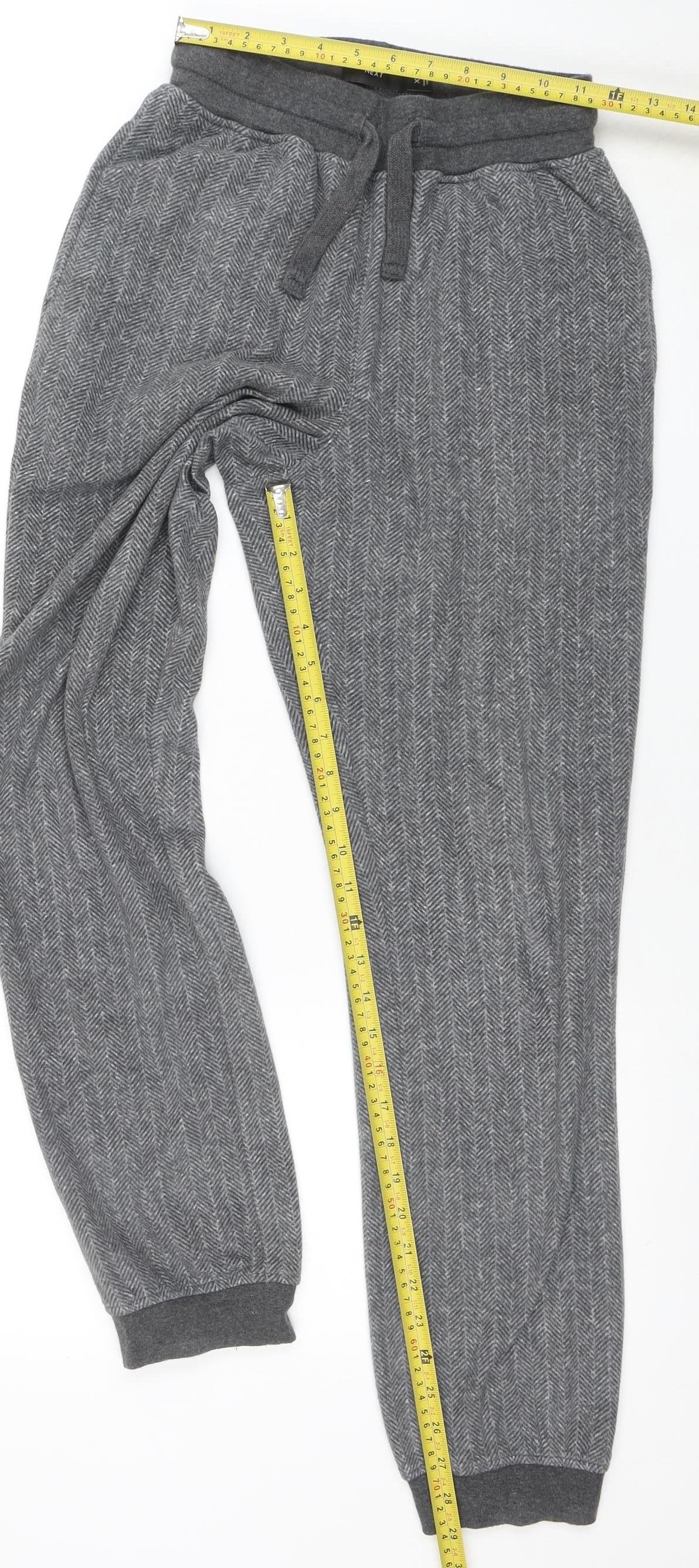 Next Women Grey Herringbone Jogger Trousers XS Regular Fit