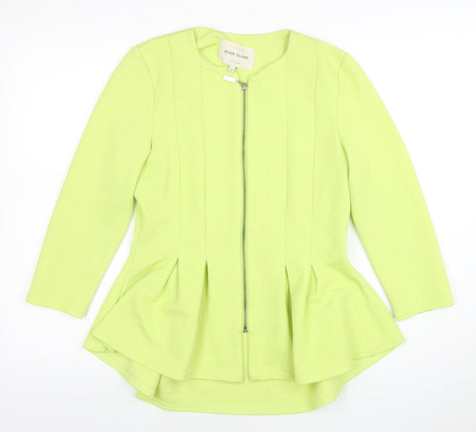 River Island Women's Yellow Zip Front Peplum Jacket Size 12