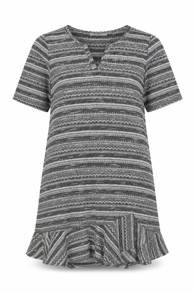 Next Women Grey Striped 3/4 Sleeve Knit Shift Dress Size 18