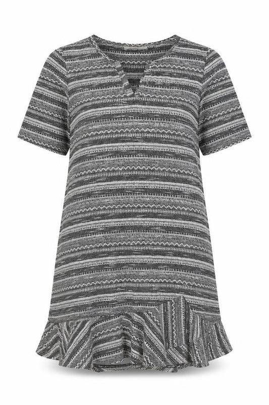 Next Women Grey Striped 3/4 Sleeve Knit Shift Dress Size 18