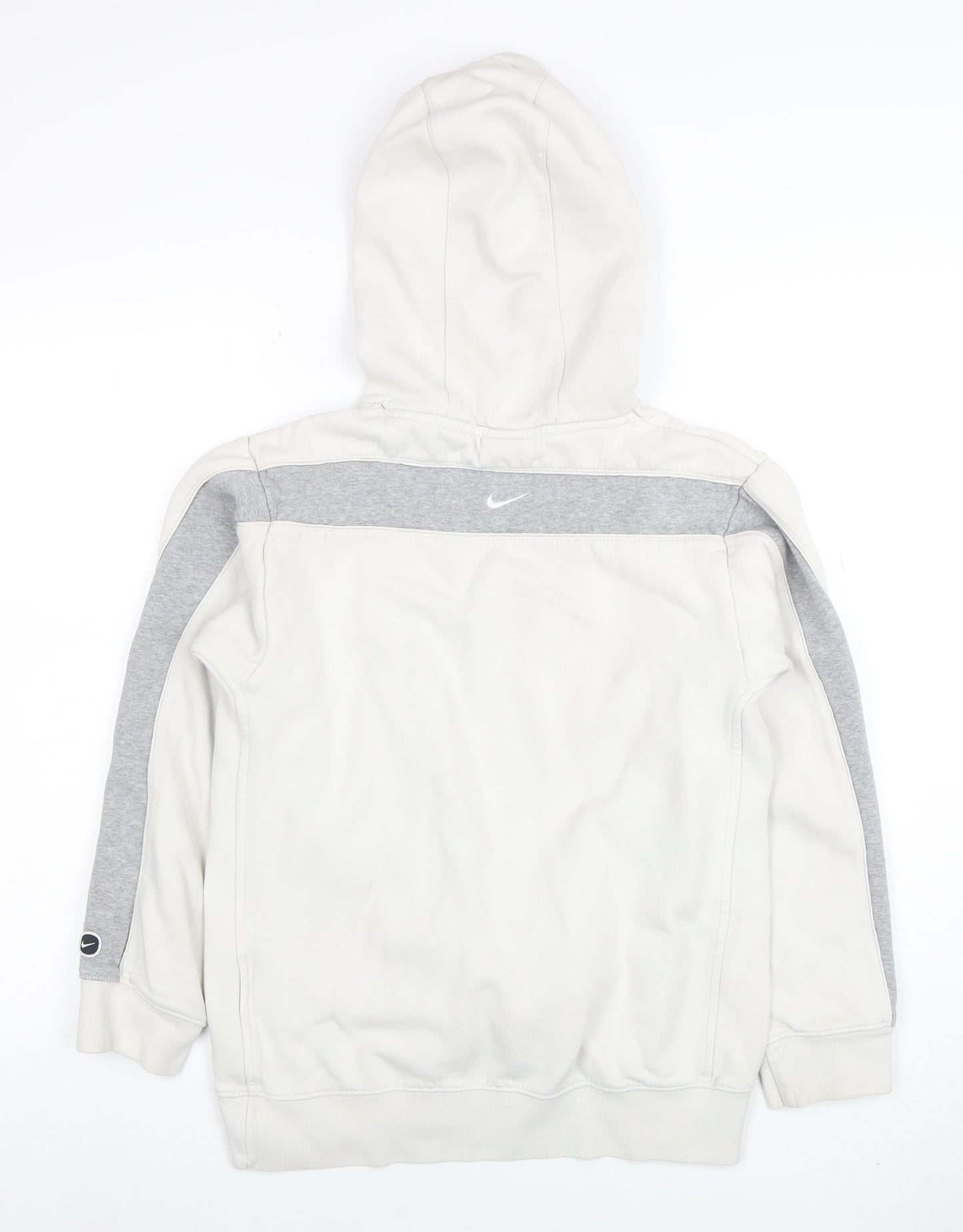 Nike Womens White Grey Hoodie L 14-16 Pullover Cotton Blend Logo