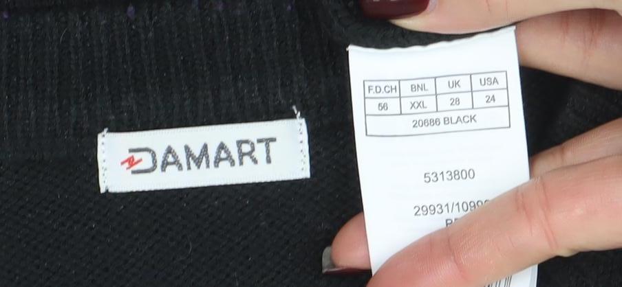 Damart Men's Black 2XL Crew Neck Acrylic Knit Jumper