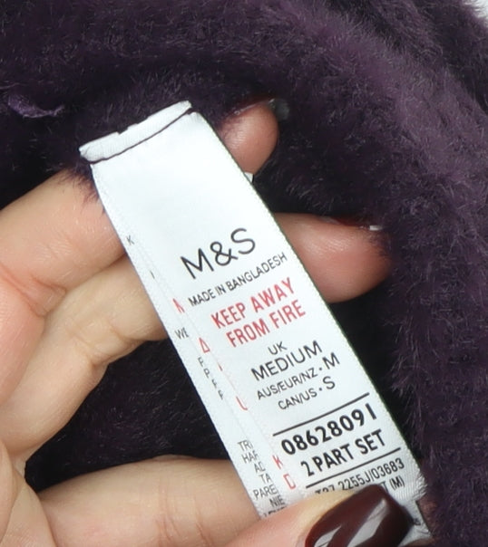 Marks and Spencer Women Purple Fleece Lounge Pants M