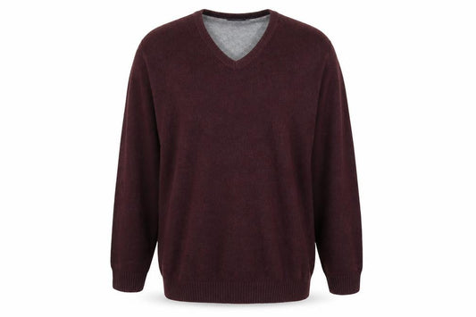 Front view of Maine New England Men's Brown 2XL V-Neck Cotton Wool Jumper