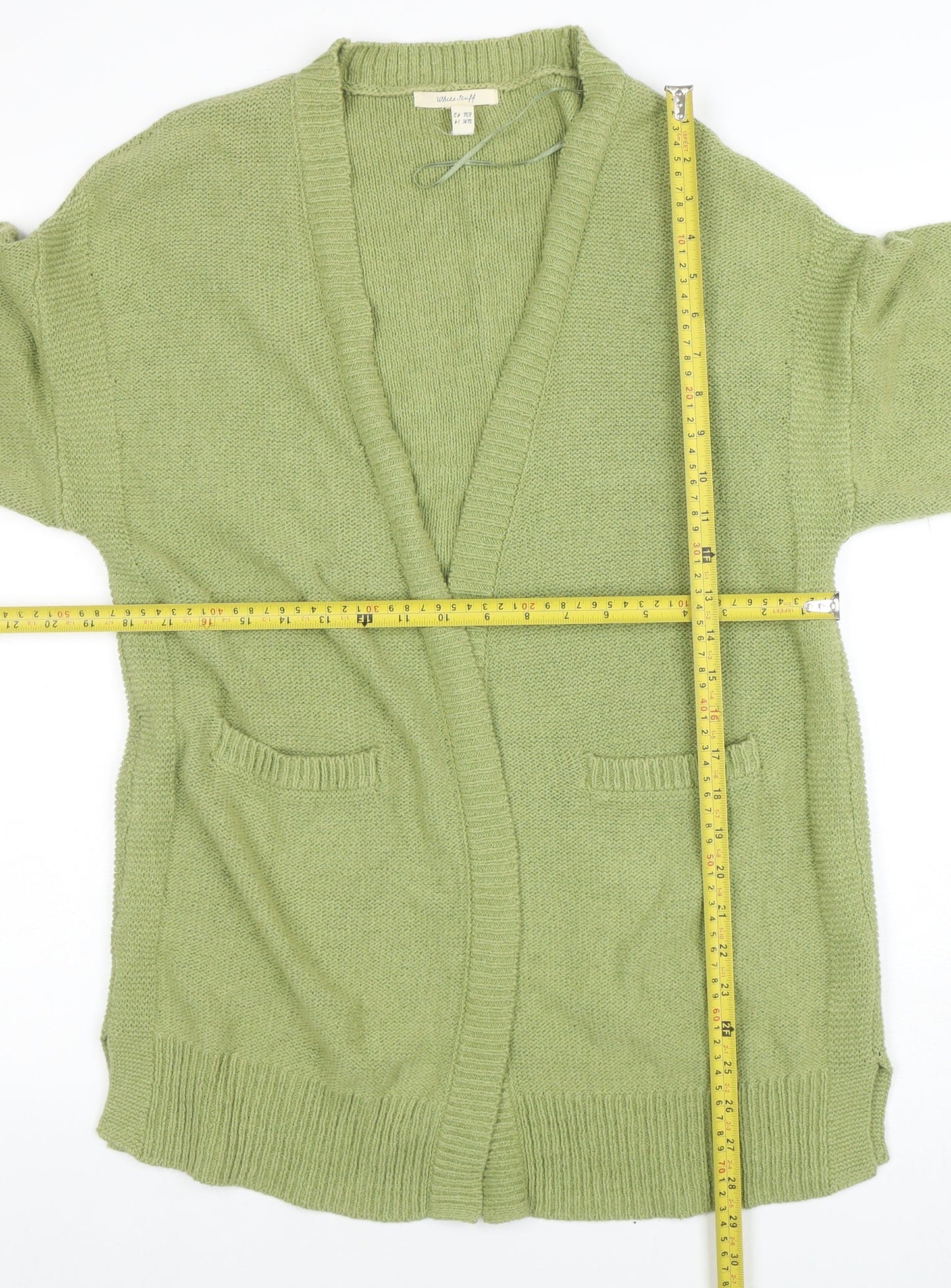 White Stuff Women's Green Cotton Linen Cardigan UK 14 V-Neck Relaxed Fit