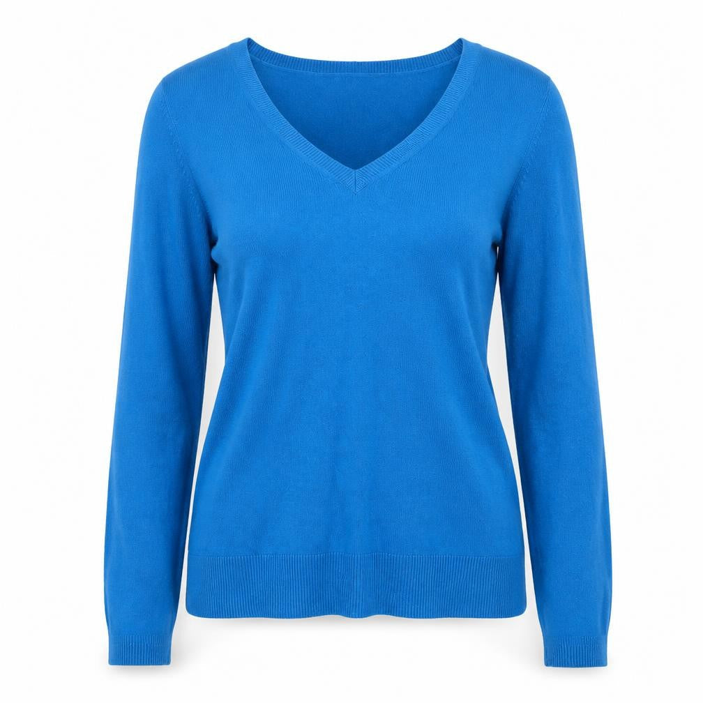 Gap Women’s Blue V-Neck Cotton Blend Long Sleeve Basic Top XS