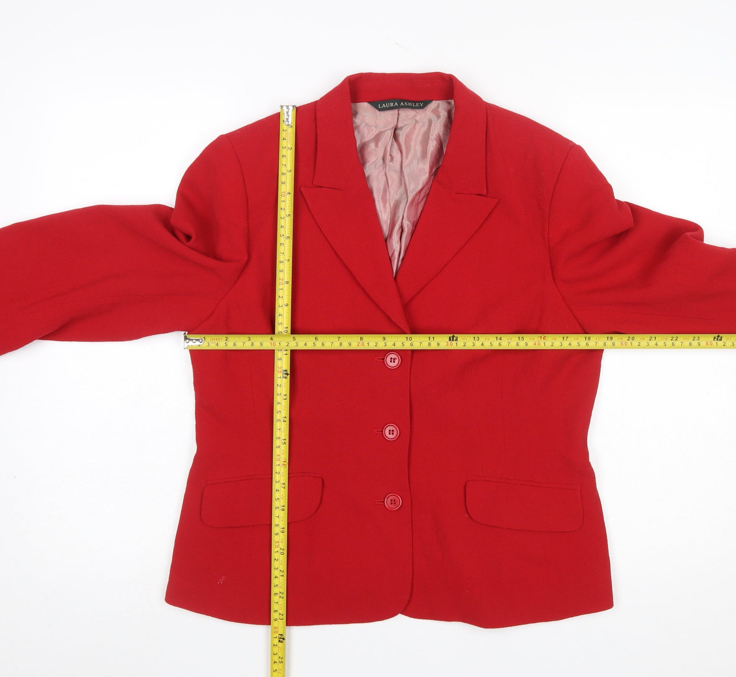 Laura Ashley Women Red Wool Single-Breasted Blazer UK 14