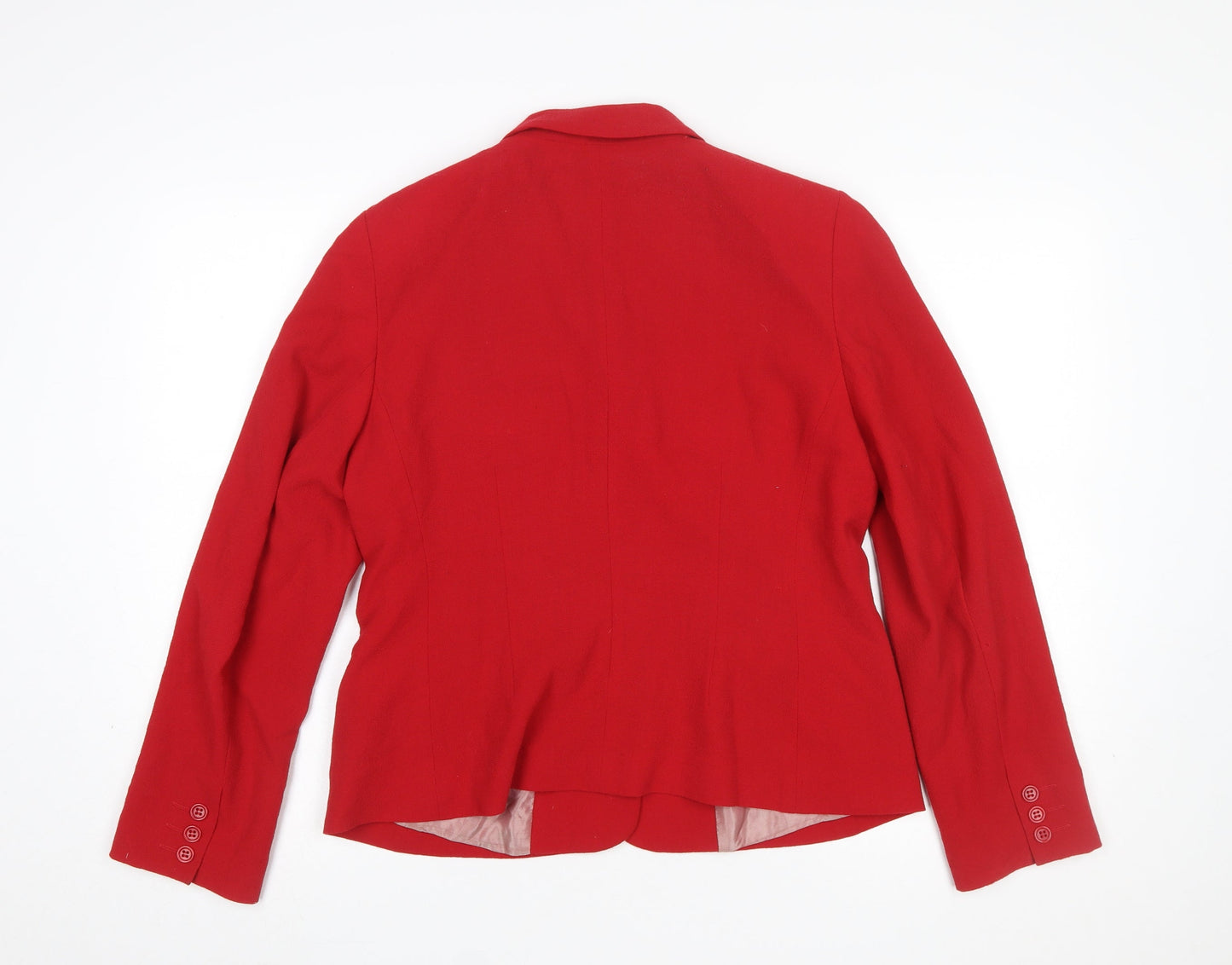 Laura Ashley Women Red Wool Single-Breasted Blazer UK 14