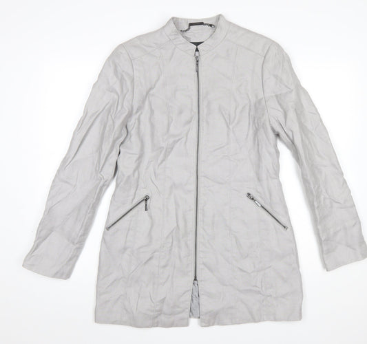 Marks and Spencer Women’s Grey Linen Blend Long Zip Coat UK 12