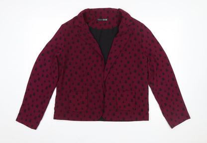 Additional front view of Atmosphere Women’s Red Animal Print Polyester Blazer, size UK 14