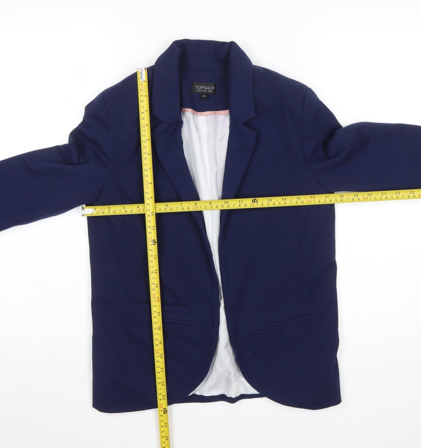 Topshop Women Blue Regular Fit Notch Lapel Blazer Size 10