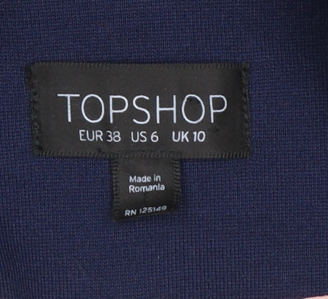 Topshop Women Blue Regular Fit Notch Lapel Blazer Size 10