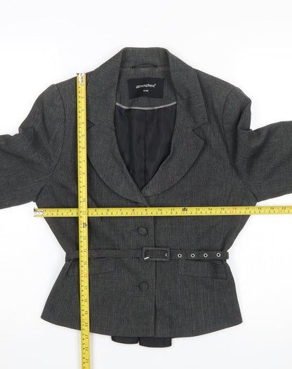 Back view of Atmosphere Women's Grey Belted Blazer, size 12, Tailored Work Jacket