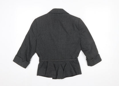 Close-up detail of Atmosphere Women's Grey Belted Blazer, size 12, Tailored Work Jacket