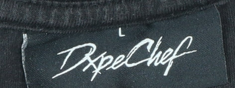 Dope Chef Men’s Black Cotton Logo T-Shirt Size L Streetwear