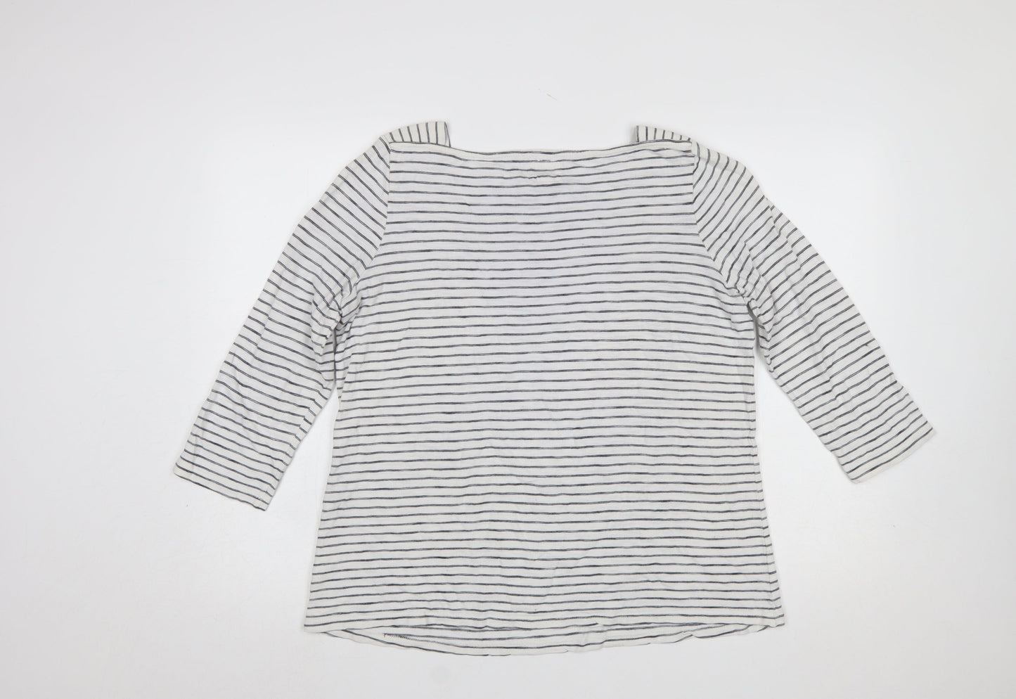 Fat Face Womens Ivory Striped 3/4 Sleeve Boat Neck T-Shirt UK 14