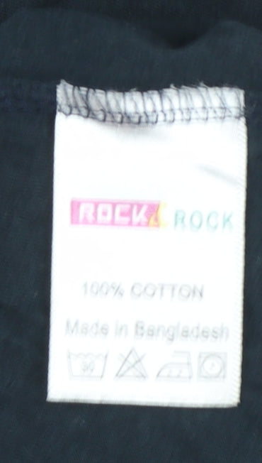 Rock & Rock Women's Black Cotton Roll Neck Long Sleeve Top Size L
