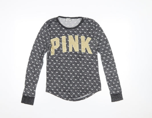 Victoria's Secret Women Grey XS Long Sleeve Animal Print Pyjama Top