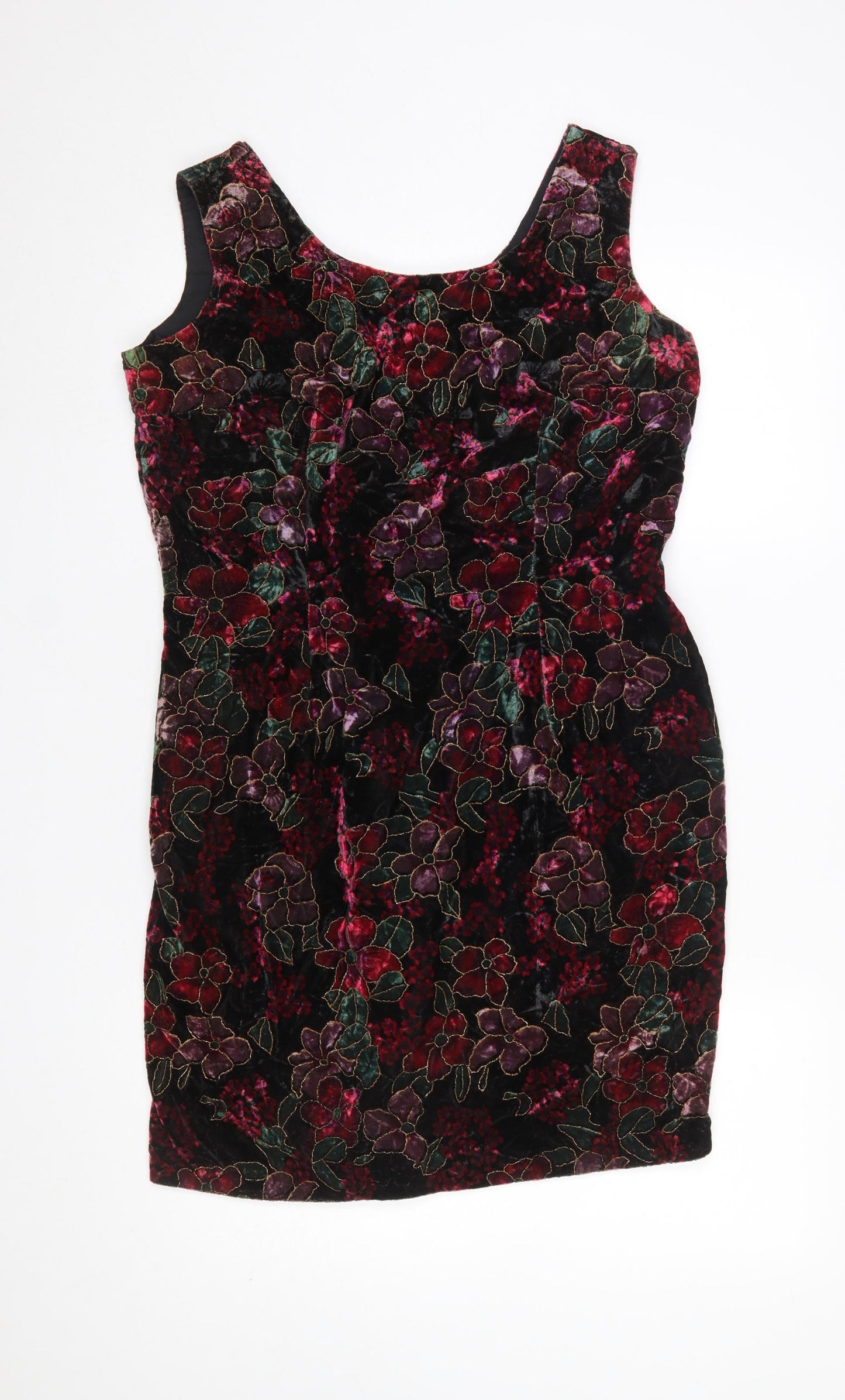 Etam Women’s Multicoloured Velvet Floral Bodycon Dress Size 14