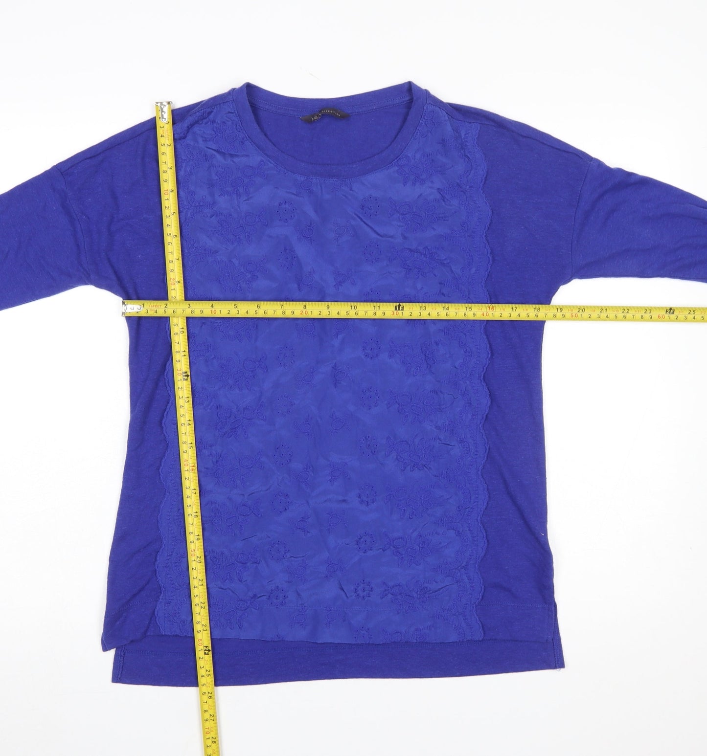 Marks and Spencer Women Blue Embroidered Tunic Blouse UK 12
