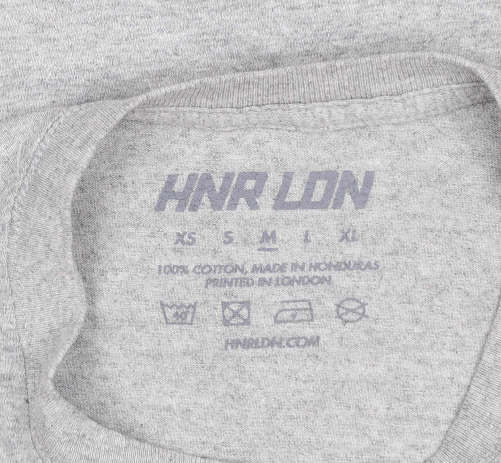 HNR LDN Men's Grey Dog Embroidered Cotton T-Shirt Size M