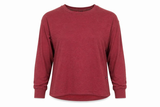 Front view of L.L.Bean Women's Red XS Petite Long Sleeve Crew Neck T-Shirt