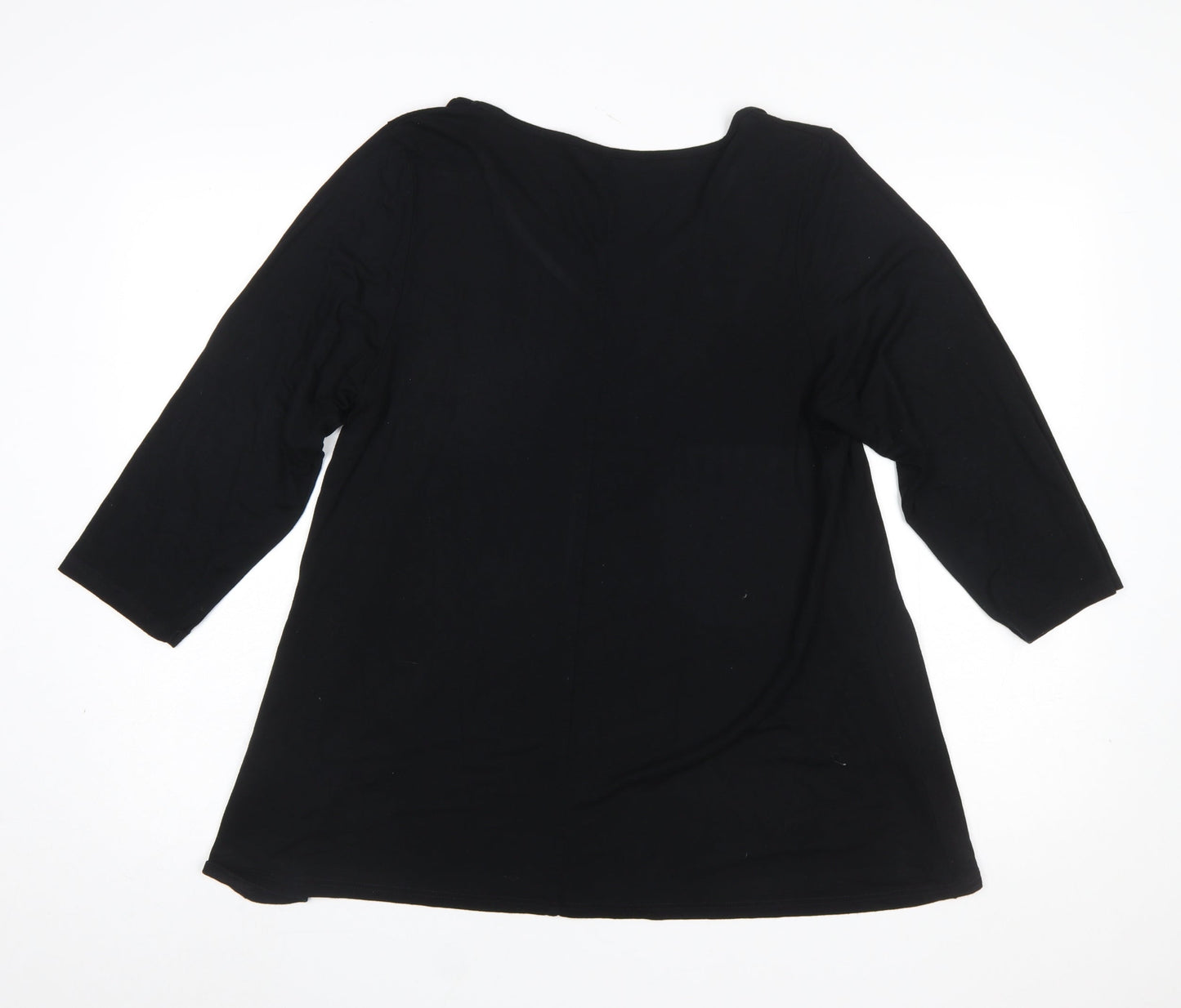 Evans Womens Black Viscose Jersey V-Neck 3/4 Sleeve Blouse Size 16