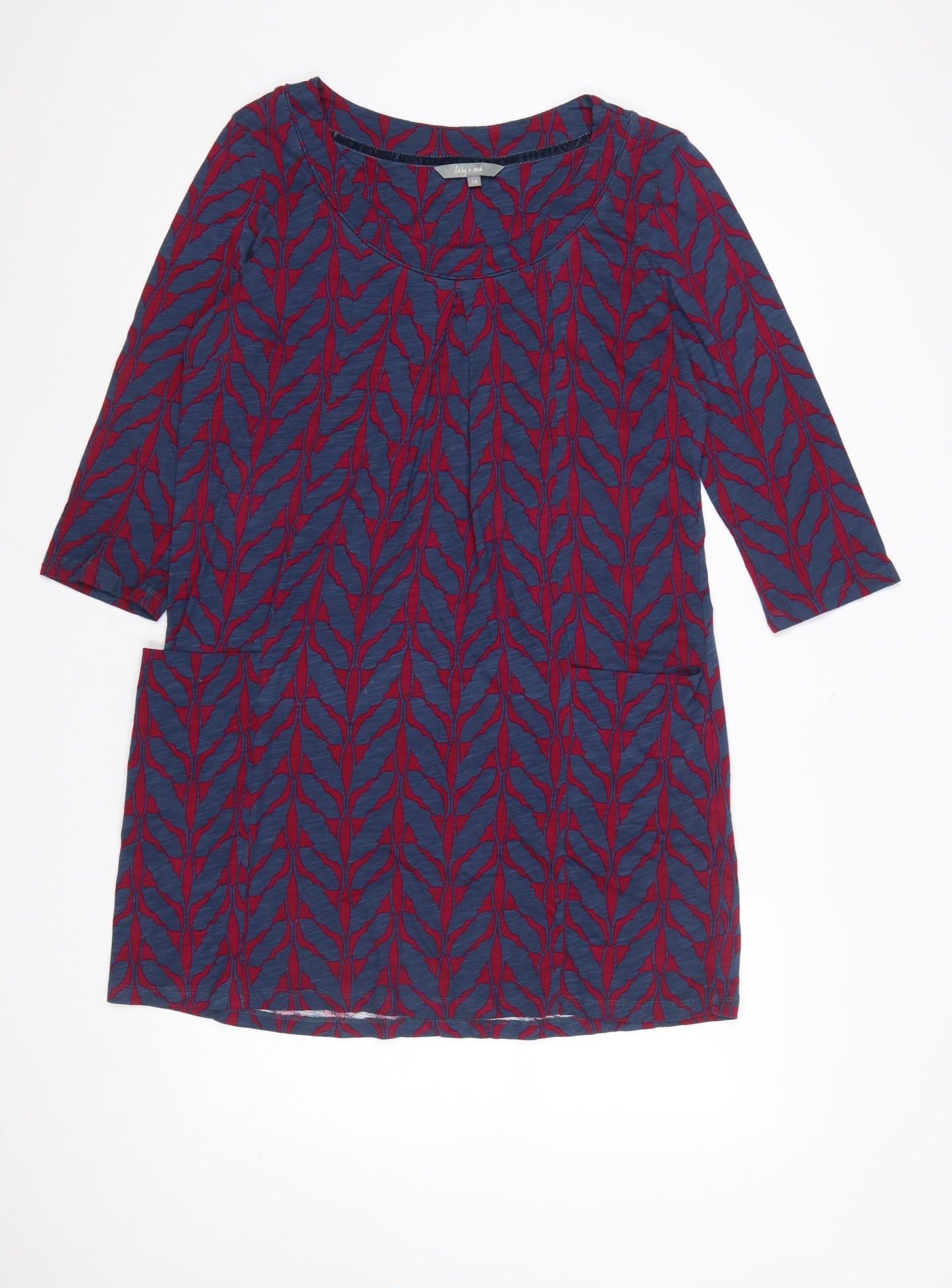 Lily and Me Women's Blue Floral Cotton Shift Dress Size 14
