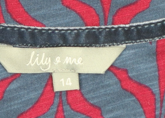 Lily and Me Women's Blue Floral Cotton Shift Dress Size 14