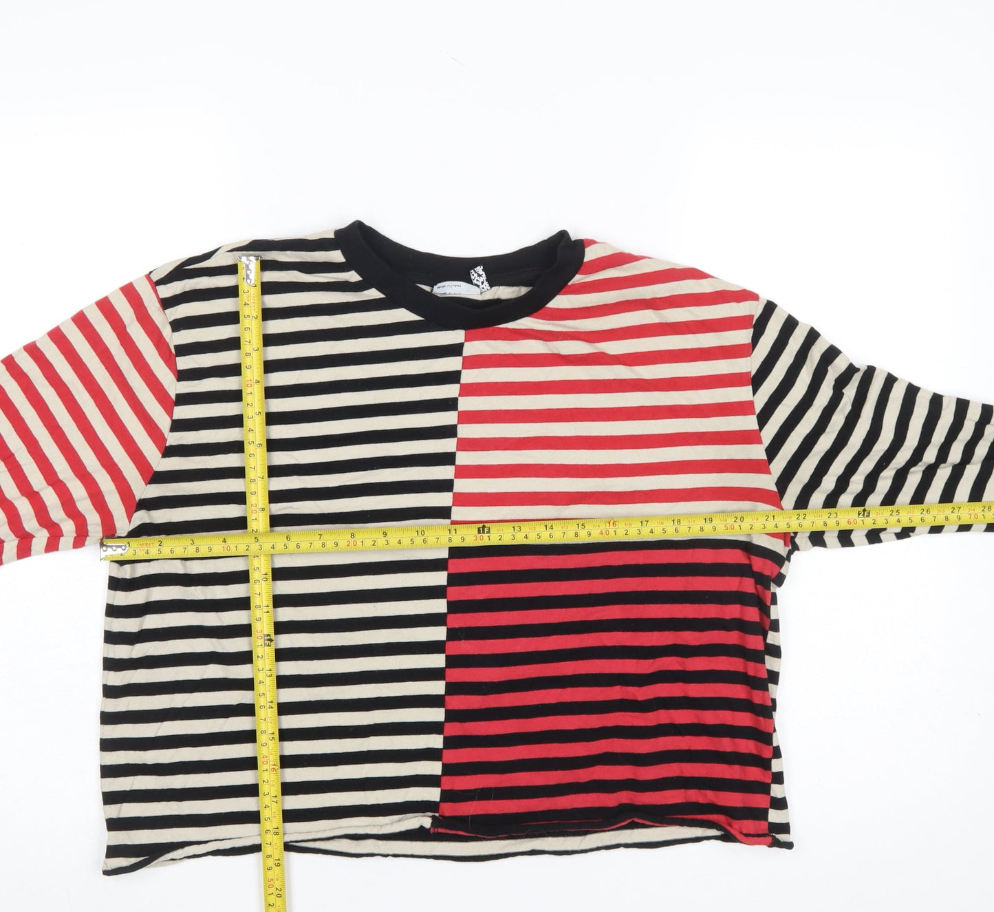 ASOS DESIGN Women’s Multicoloured Striped Long Sleeve Cropped T-Shirt UK 12