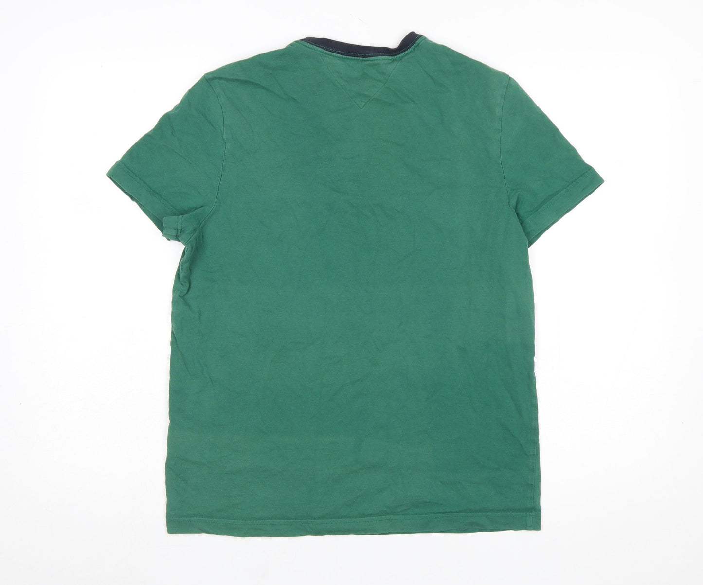 Tommy Hilfiger Men's Green Logo Crew Neck Cotton T-Shirt Size S