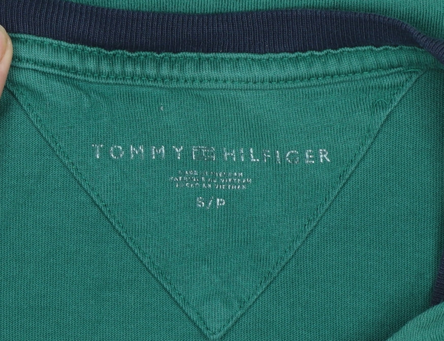 Tommy Hilfiger Men's Green Logo Crew Neck Cotton T-Shirt Size S