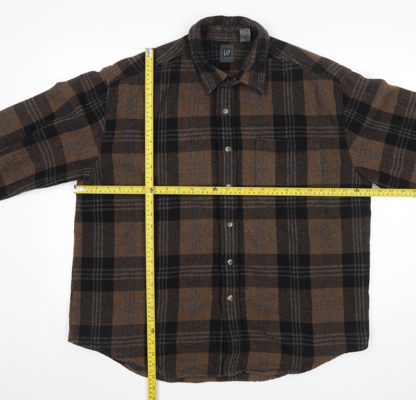 GAP Mens Brown Plaid Flannel Button-Up Long Sleeve Shirt XL