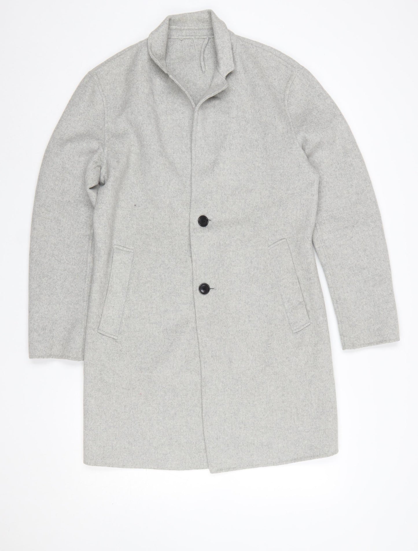 Zara Man Men's Grey Wool Blend Mid-Length Overcoat Size S