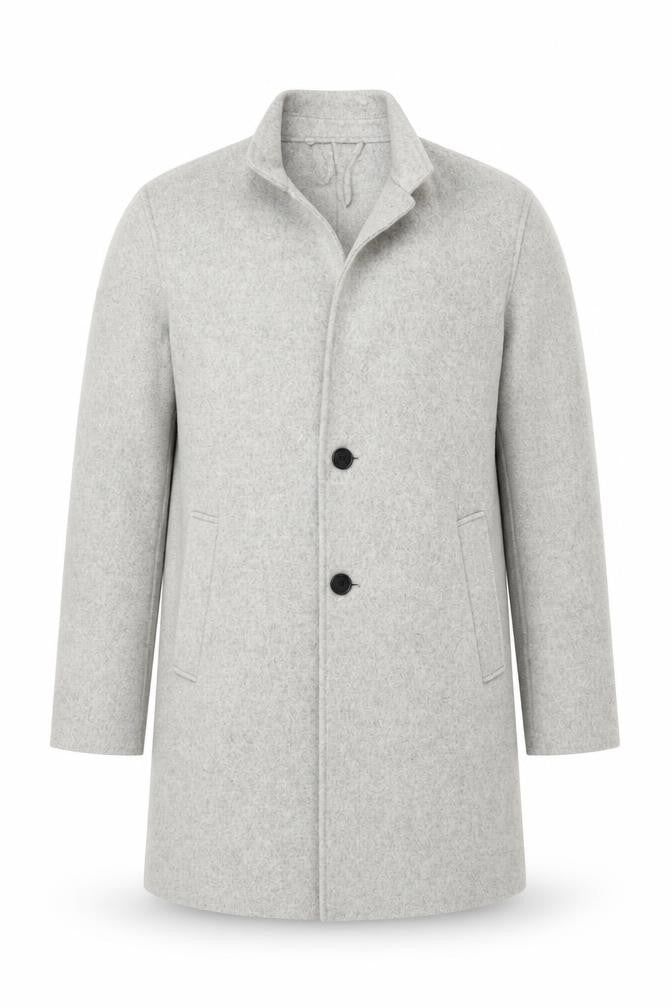 Zara Man Men's Grey Wool Blend Mid-Length Overcoat Size S