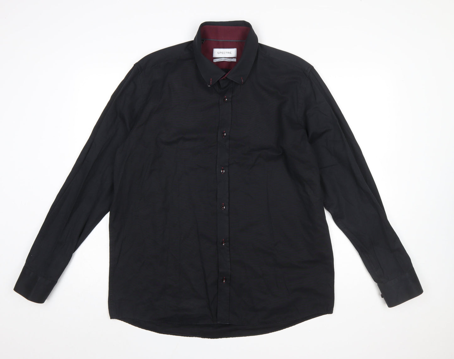 Spectre Men's Black Button-Down Long Sleeve Cotton Shirt 2XL