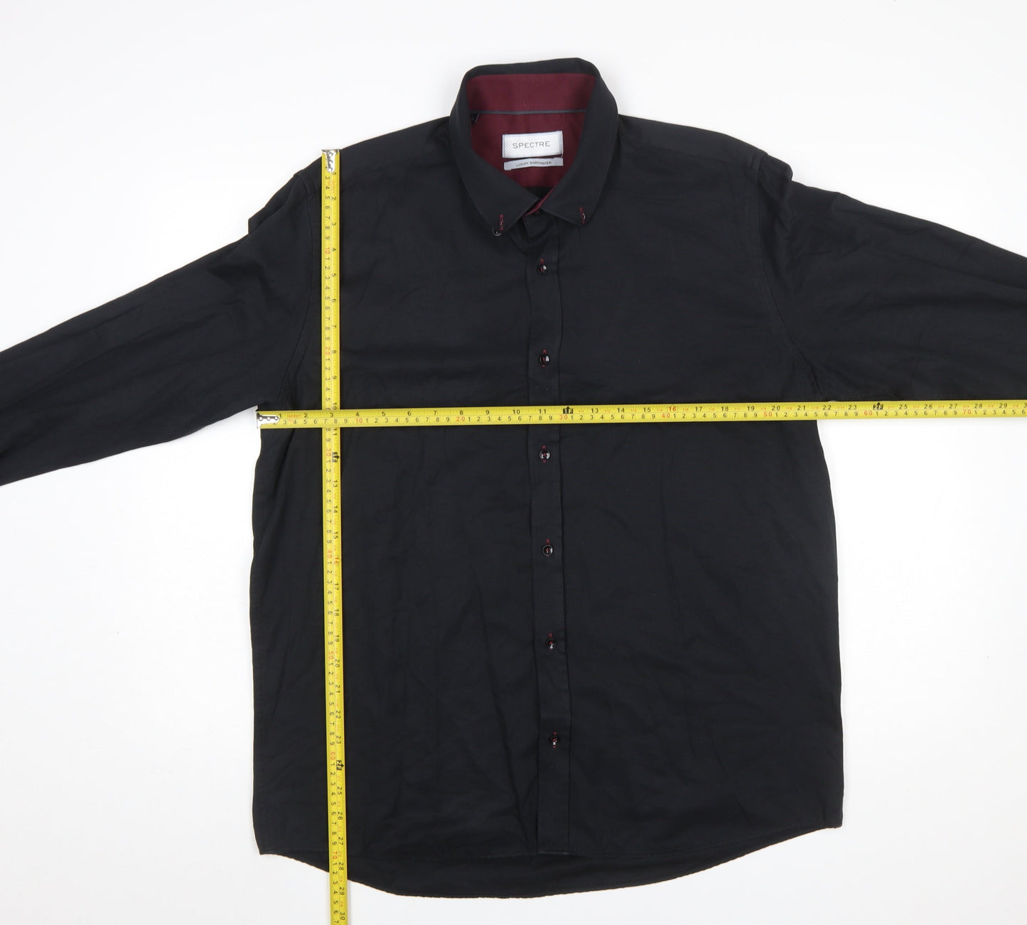 Spectre Men's Black Button-Down Long Sleeve Cotton Shirt 2XL