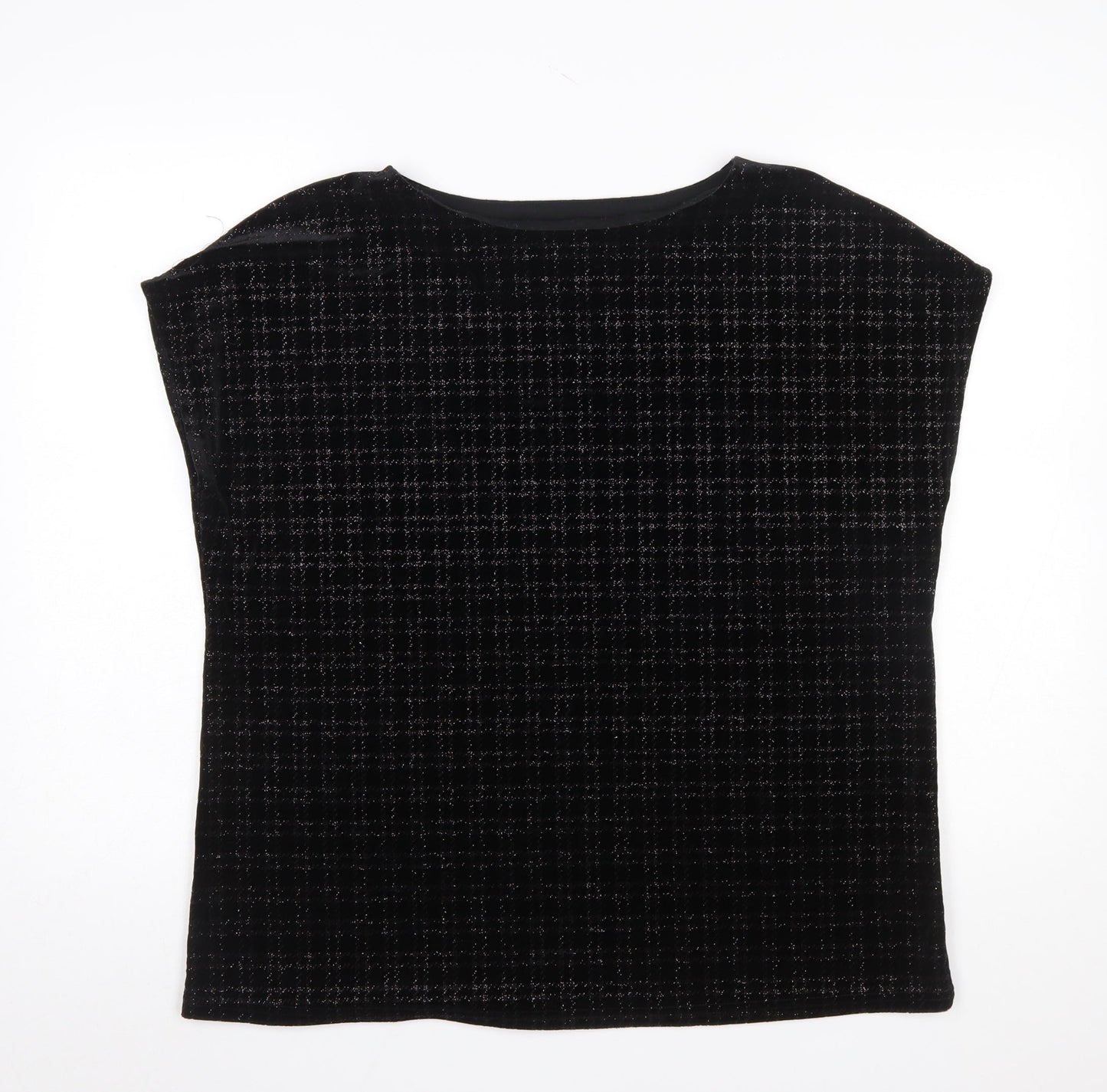 Next Womens Black Velvet Check Sleeveless Tunic Blouse Size 18