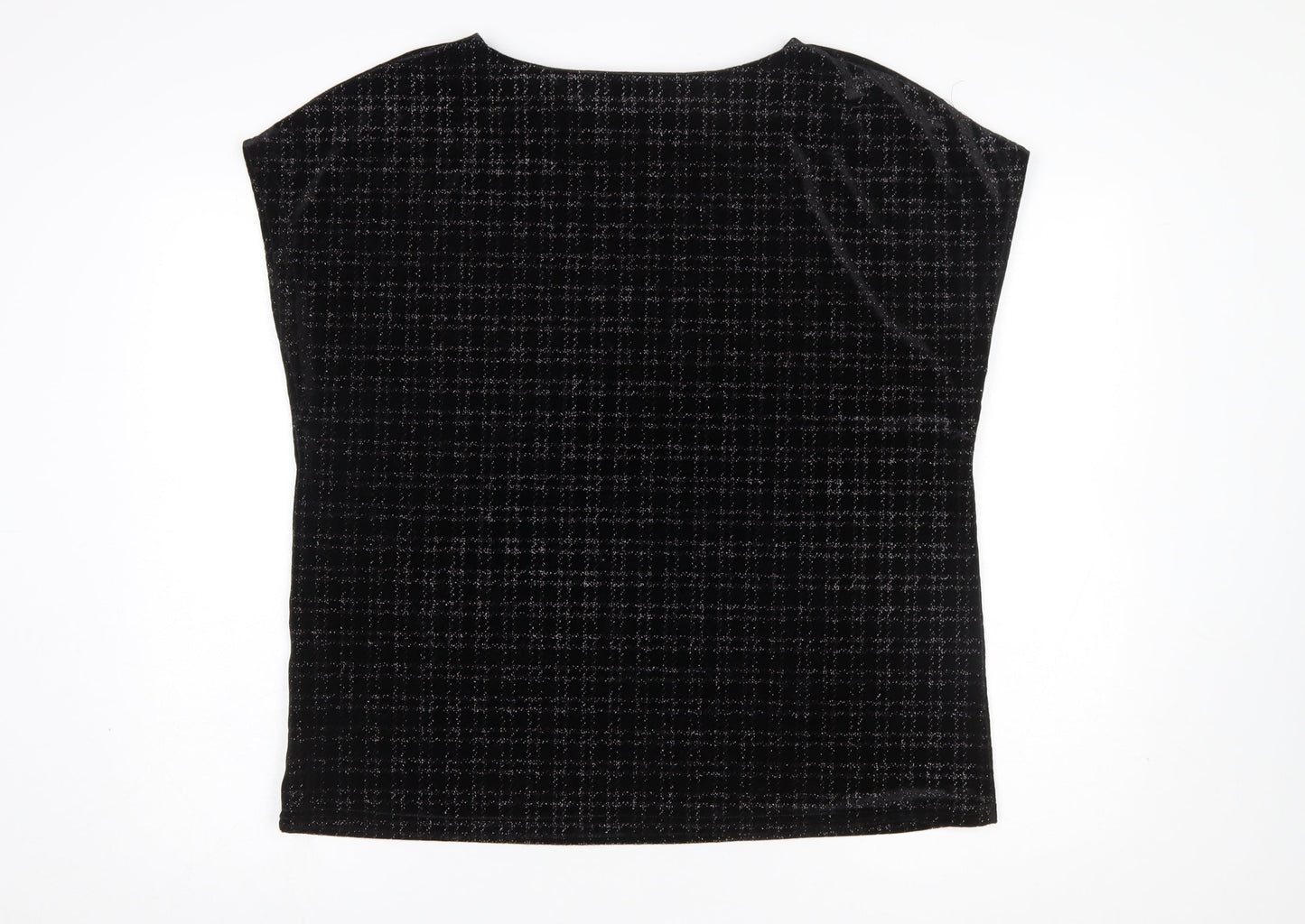 Next Womens Black Velvet Check Sleeveless Tunic Blouse Size 18