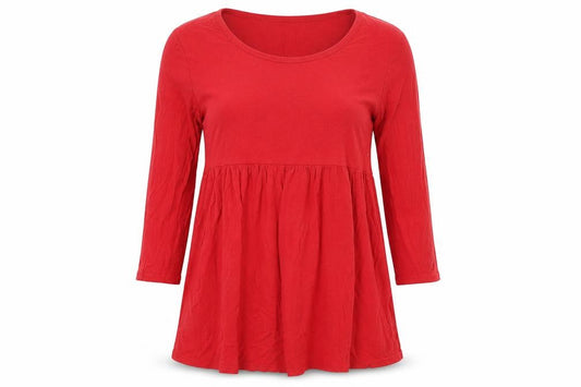 Front view of Dorothy Perkins Maternity Red Tunic Blouse UK 10 3/4 Sleeve Viscose