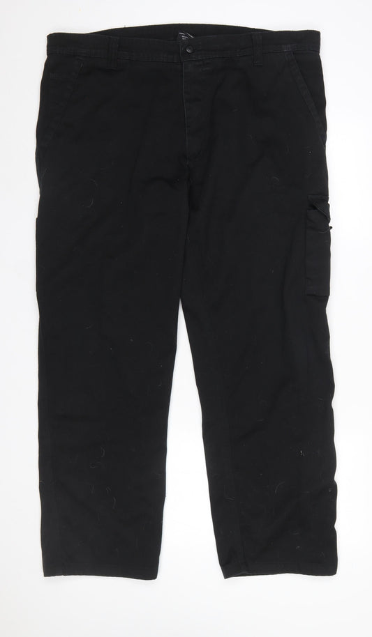ORN Mens Black Cargo Workwear Trousers Size 42R Polyester Cotton