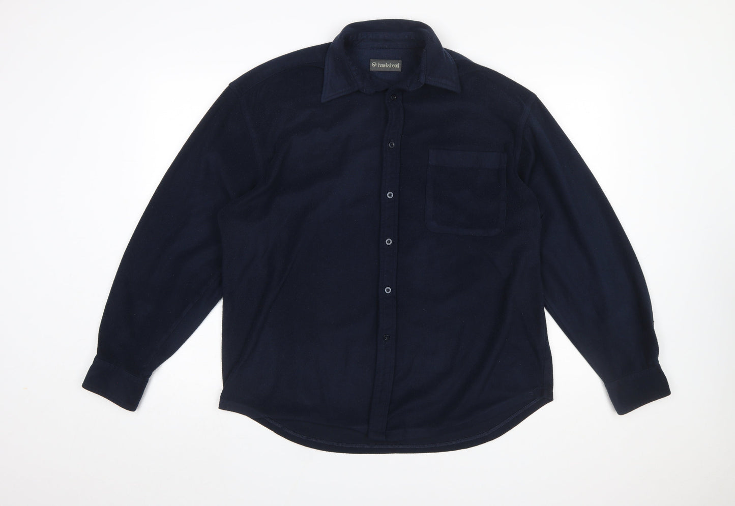 Hawkshead Men's Blue Fleece Button-Up Long Sleeve Shirt M